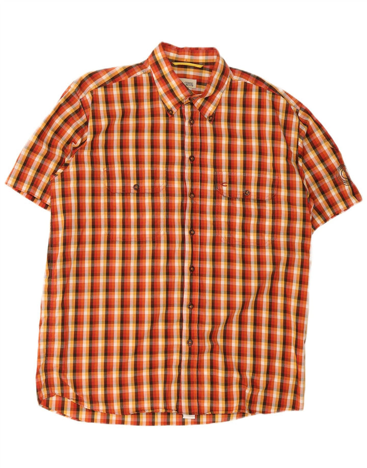 Camicia a maniche corte da uomo Camel Active a quadri arancioni grandi