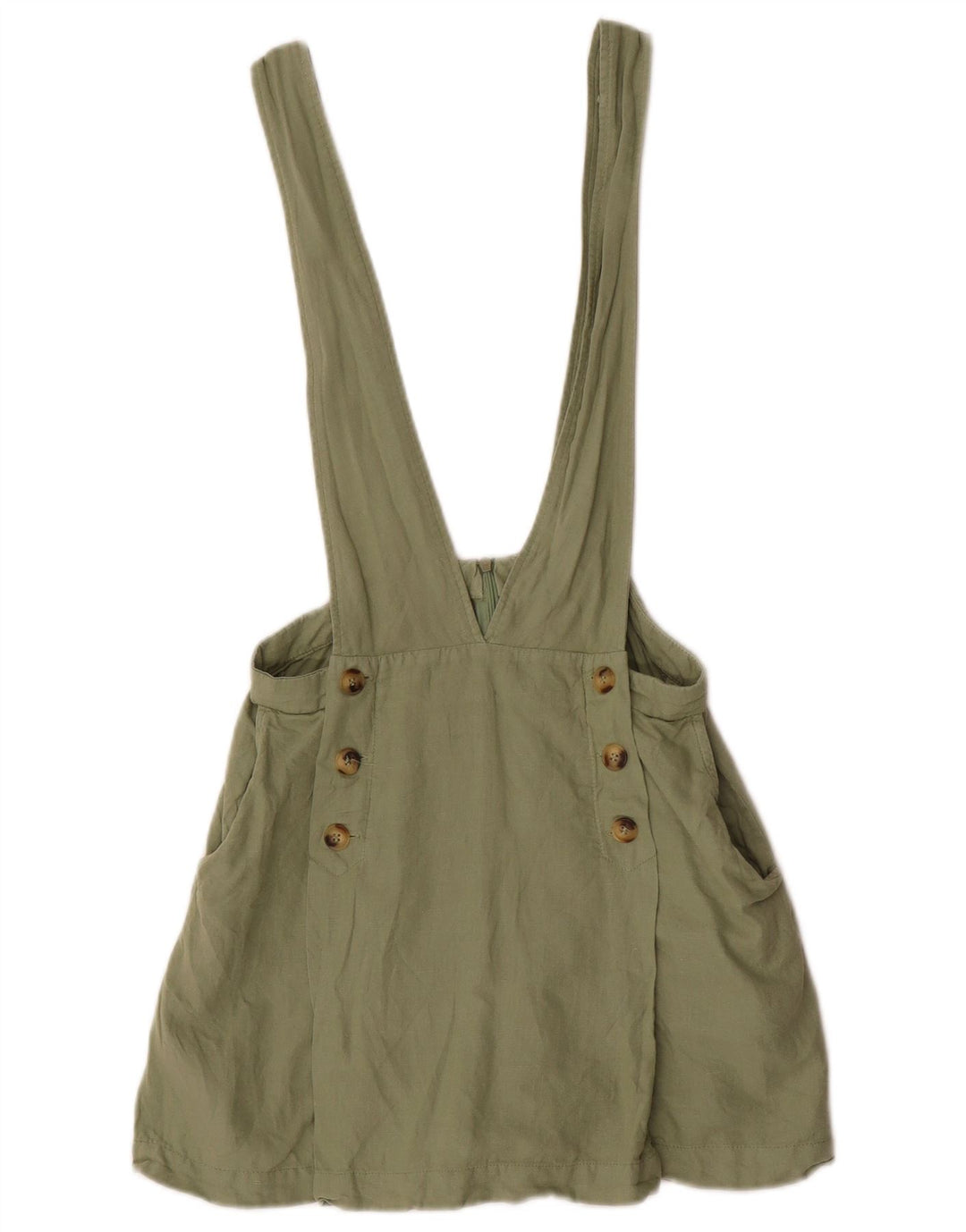 Pantaloncini salopette da donna Zara piccoli W28 lino kaki