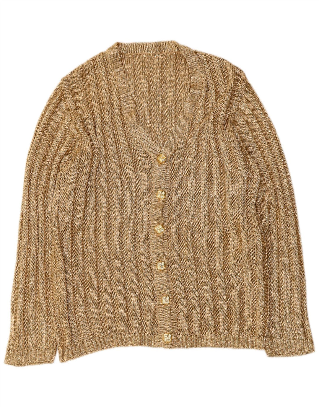 Maglione cardigan da donna vintage UK 16 grande oro
