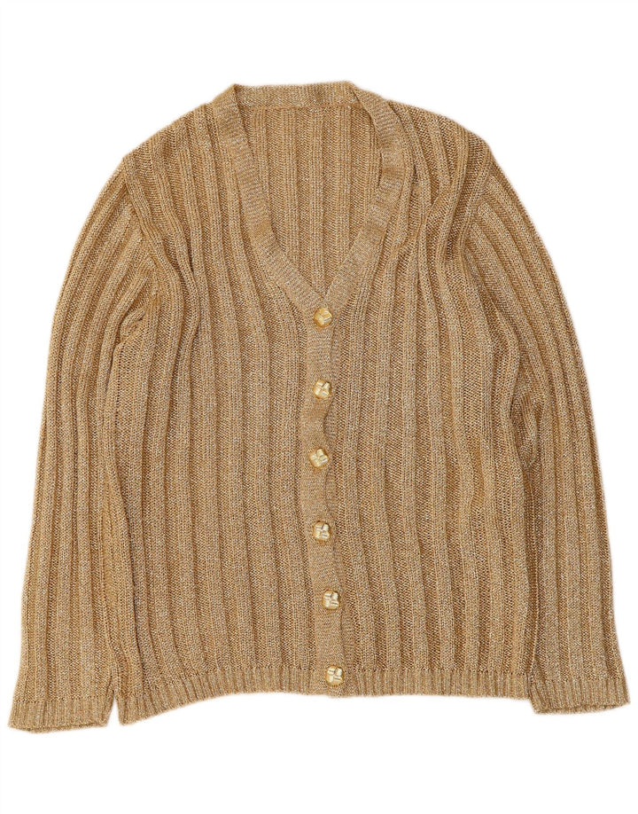 Maglione cardigan da donna vintage UK 16 grande oro