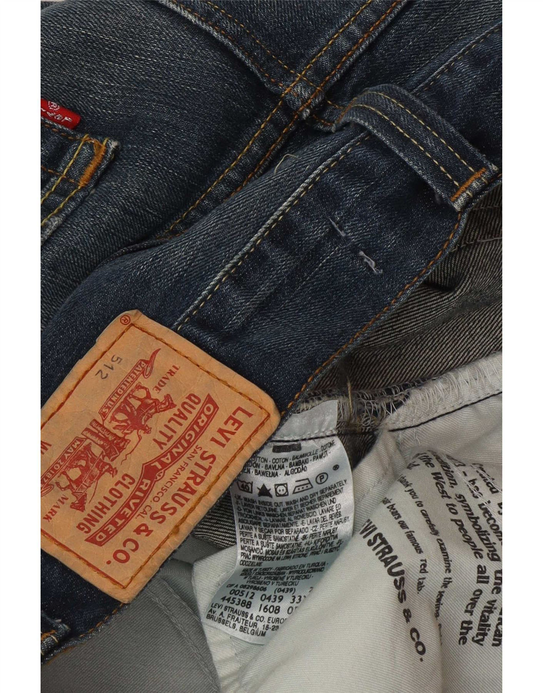 Levi's Uomo 512 Capri Jeans W33 L22 Blu Cotone