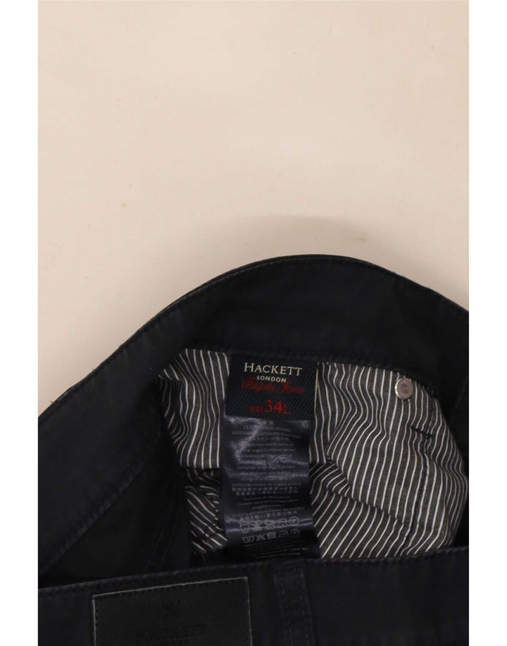 Pantaloni casual dritti da uomo Hackett W34 L34 cotone blu navy