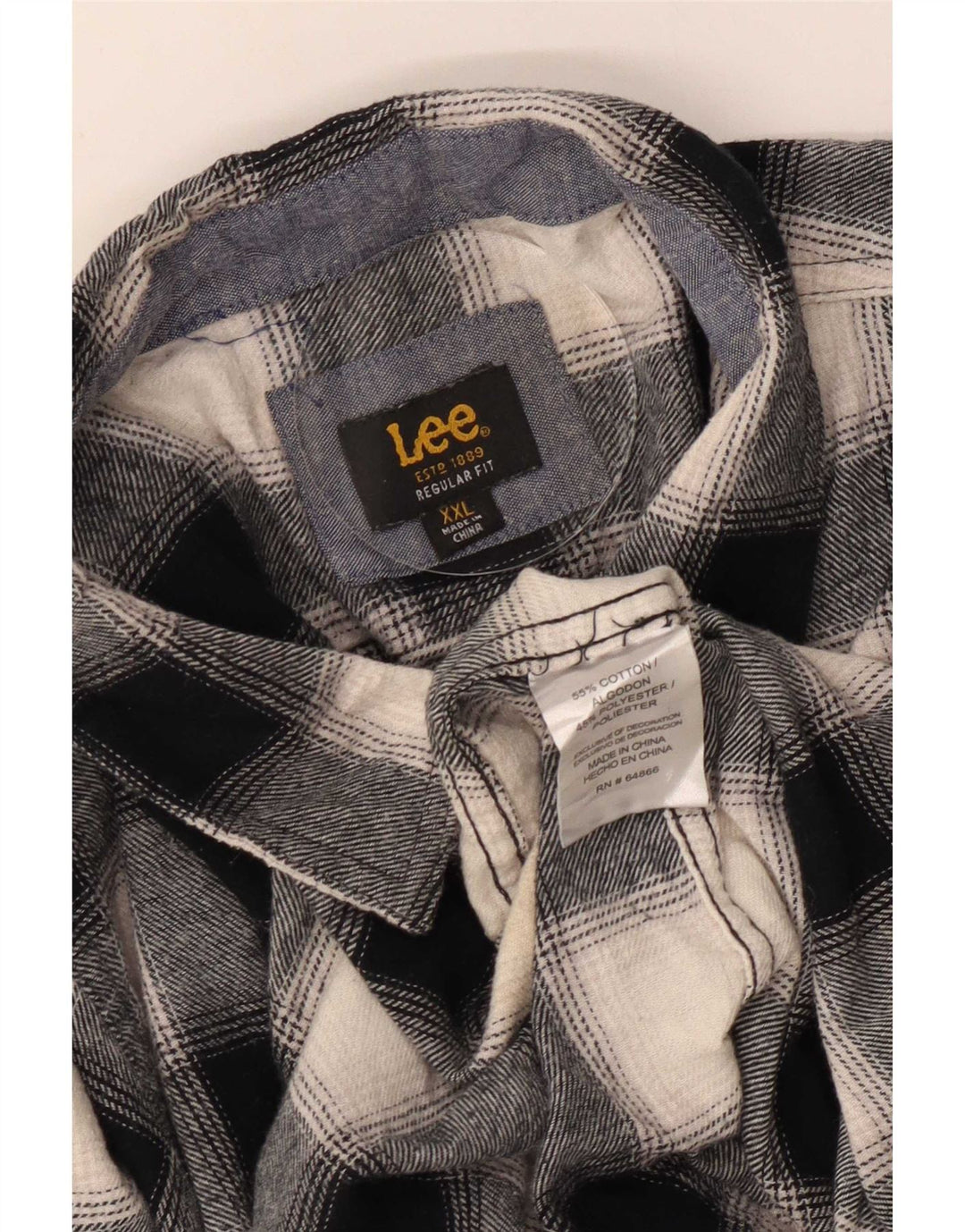 Camicia Lee da uomo in flanella vestibilità regolare 2XL cotone a quadri nero