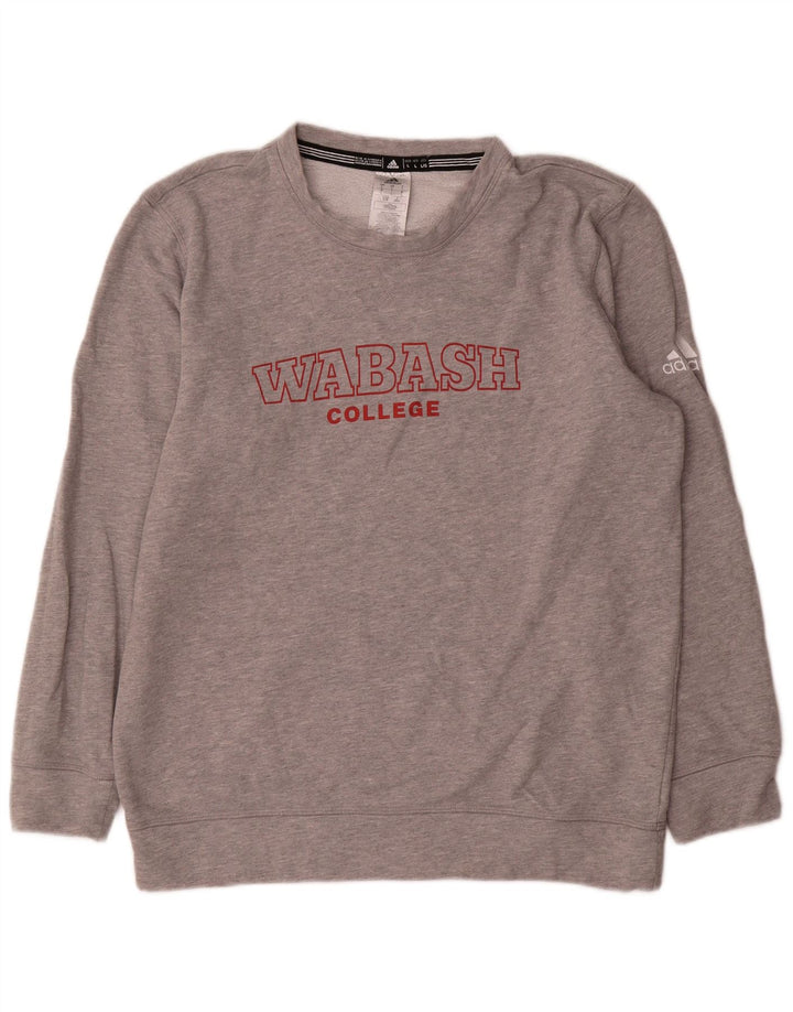 Felpa grafica da uomo Adidas Maglione grande in cotone grigio