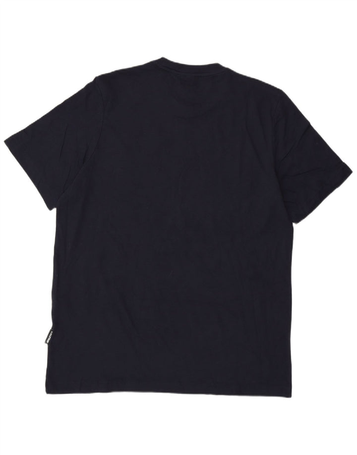 T-shirt grafica da uomo Adidas Top grande in cotone blu navy