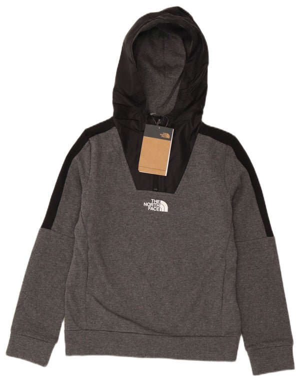 The North Face Boys Hoodie Jumper 11-12 Years Large Grey Colourblock