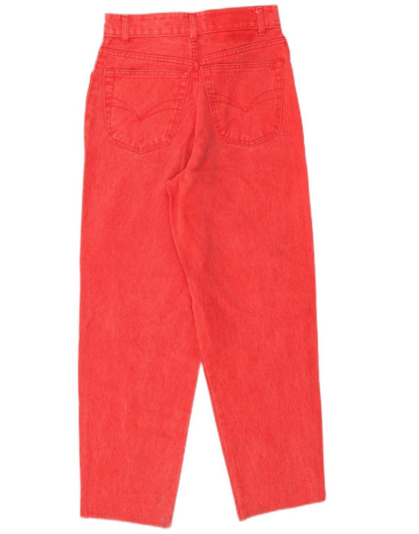 Jeans affusolati a vita alta da donna vintage IT 42 medio W26 L26 cotone rosso