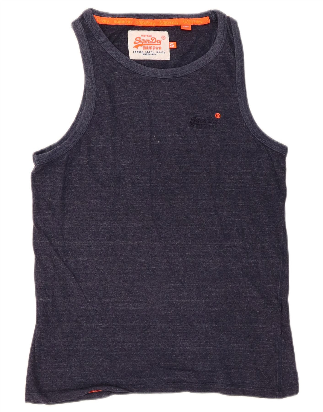 Canotta da uomo SUPERDRY piccola in cotone screziato blu navy