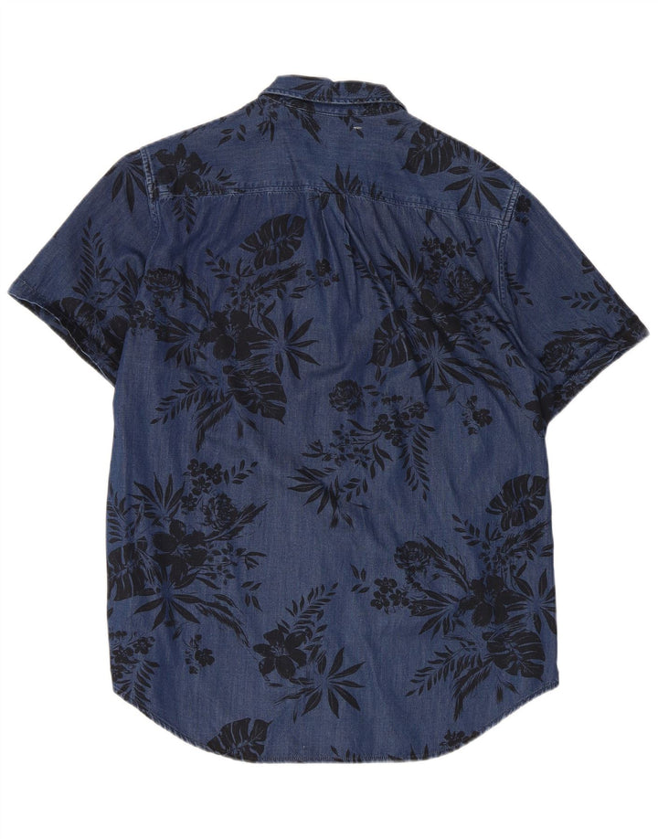 Camicia a maniche corte da uomo Superdry in viscosa floreale blu grande