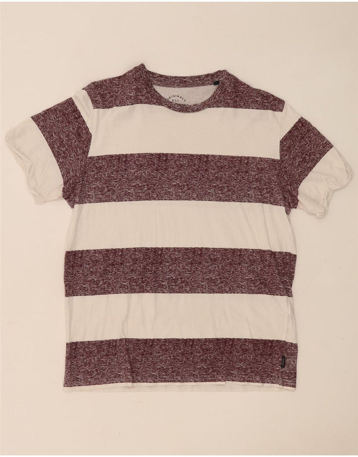 Jack & Jones T-shirt da uomo Top in cotone a righe bianche medie