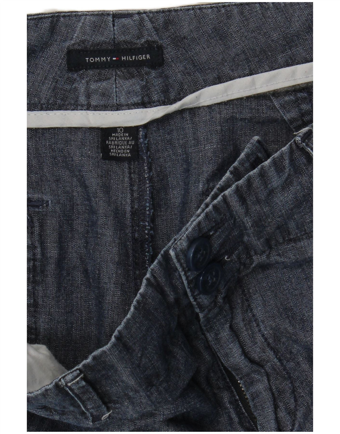 TOMMY HILFIGER Pantaloncini chino da donna US 10 Large W36 Blu navy