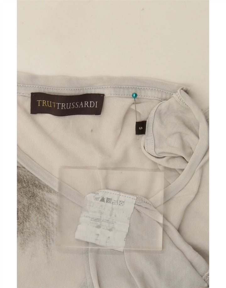 TRUSSARDI T-shirt grafica da uomo Top Small in cotone grigio
