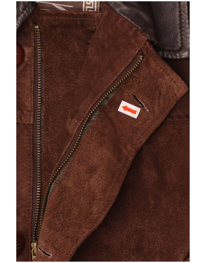 Cappotto Giacca a Vento da Uomo in Pelle Scamosciata Compagnia IT 50 Large in Pelle Marrone