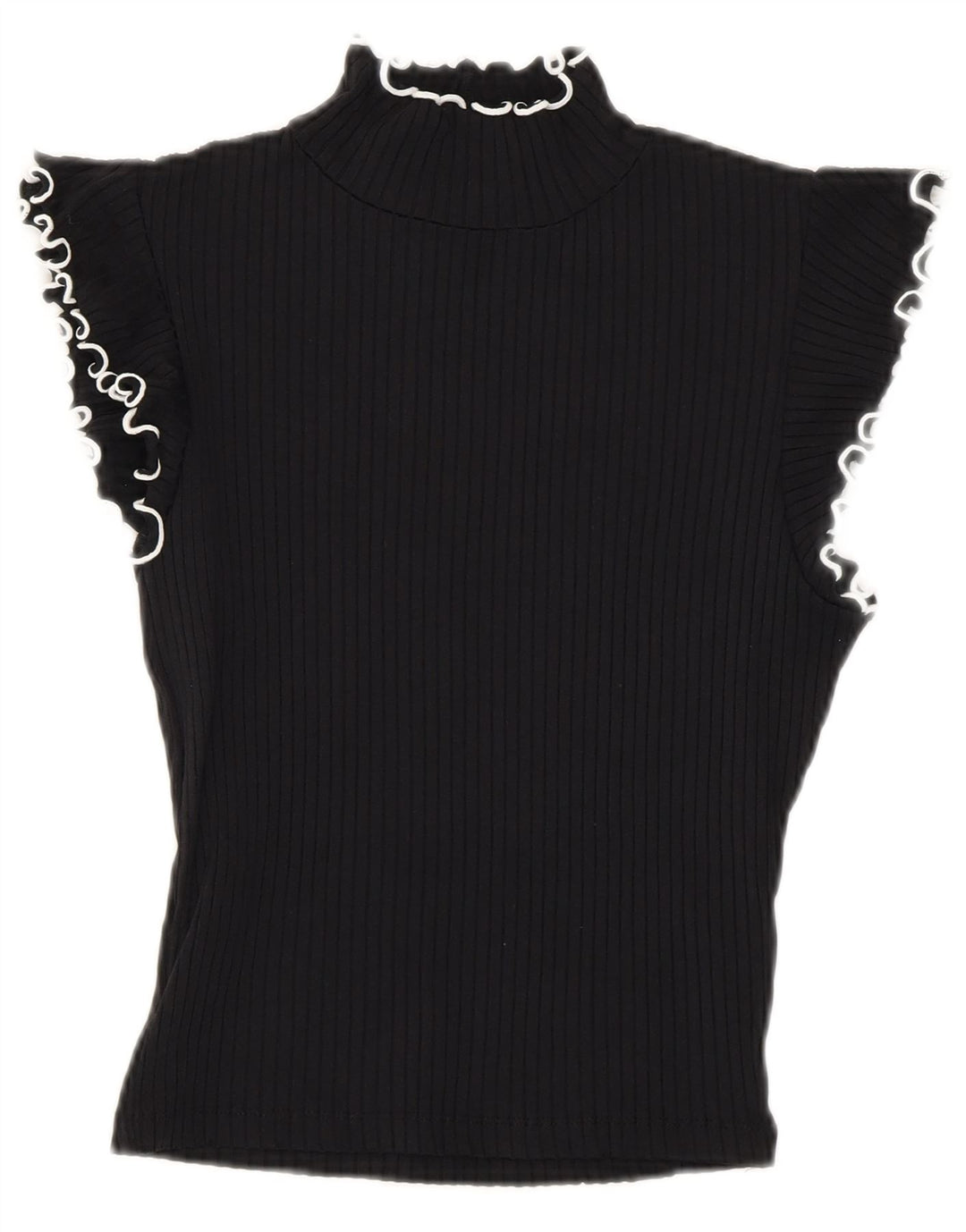 Top corto da donna Zara in camicetta UK 8 Small nero in poliammide