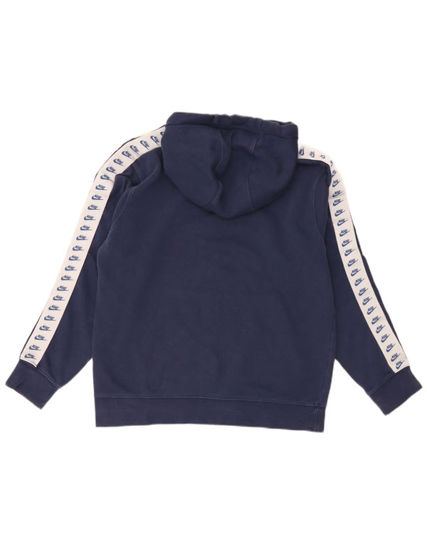 Nike Mens Graphic Hoodie Jumper Medium Navy Blue Colourblock Cotton