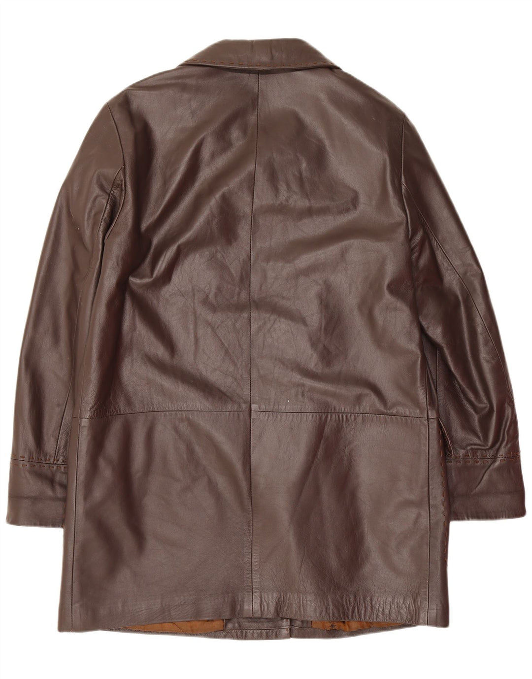 Cappotto in pelle vintage da donna vestibilità ampia IT 44 Marrone medio classico