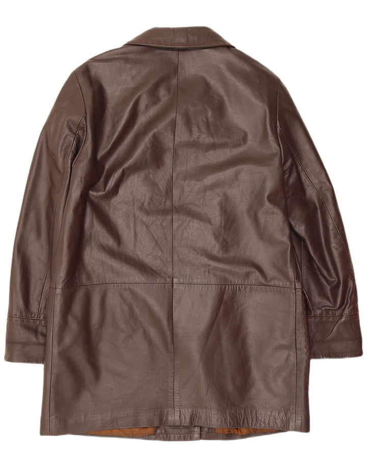 Cappotto in pelle vintage da donna vestibilità ampia IT 44 Marrone medio classico