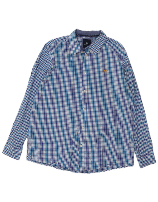 Crew Clothing Camicia da uomo dalla vestibilità classica XL in cotone a quadretti blu