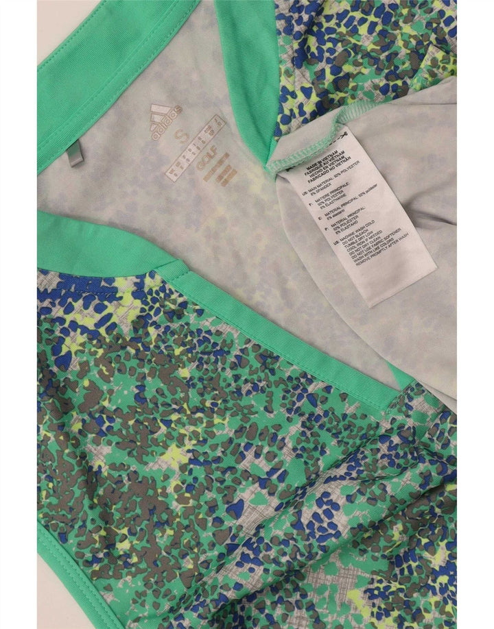 Canottiera da golf da donna Adidas UK 10 piccola in poliestere maculato verde