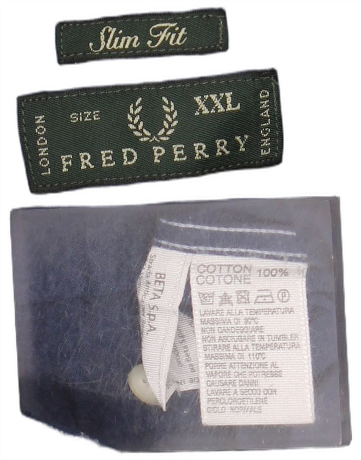 Camicia slim fit da uomo Fred Perry 2XL cotone blu navy