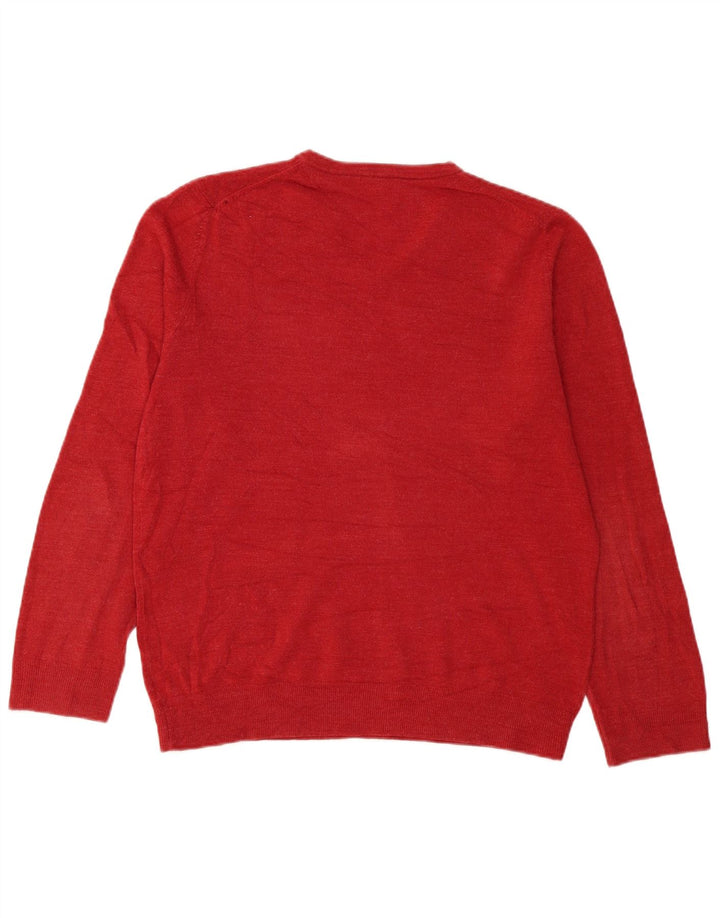 Maglione da uomo con scollo a V John Lewis XL rosso acrilico