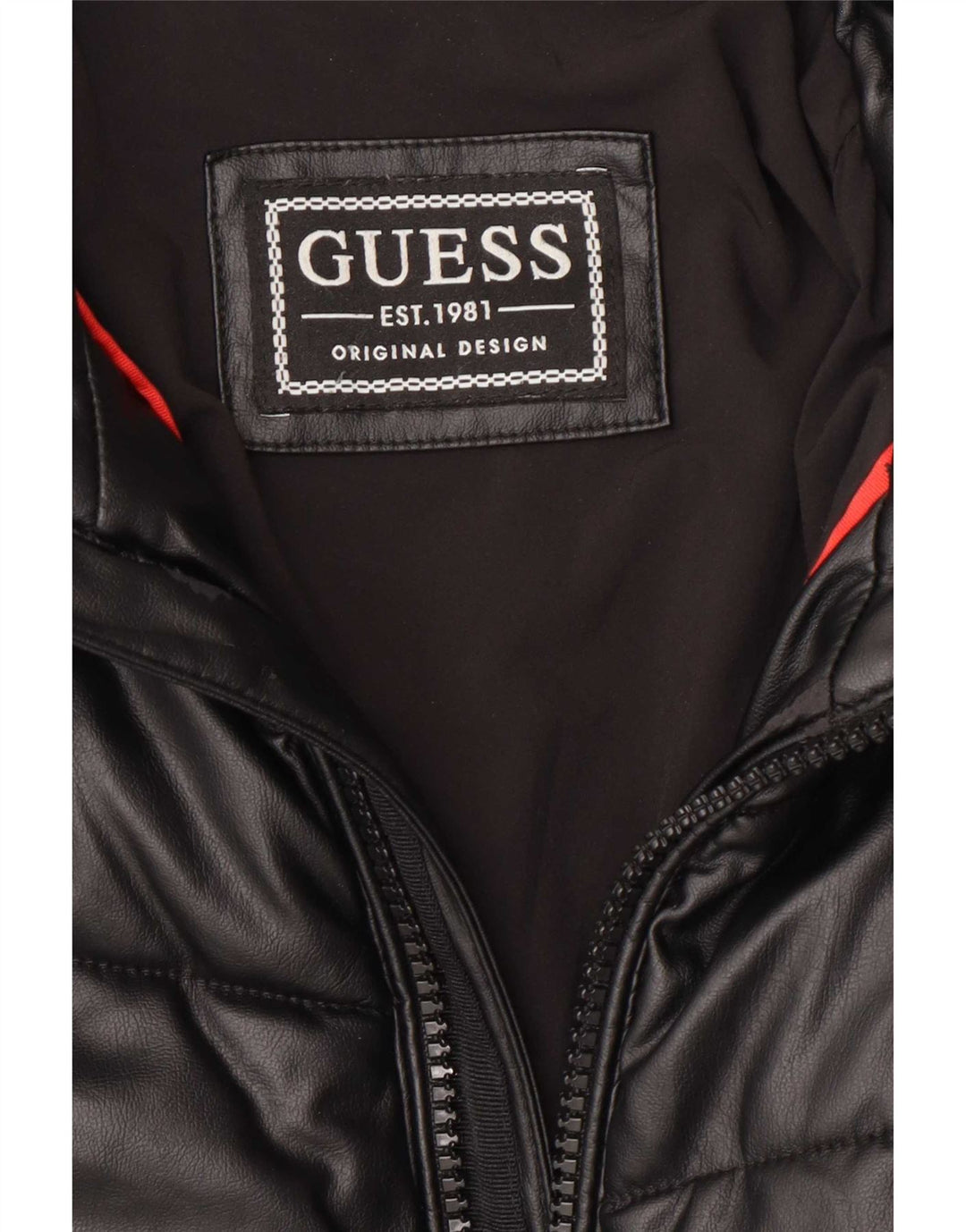 Guess Giacca imbottita da uomo in ecopelle EU 48 Medium Nero Poliuretano