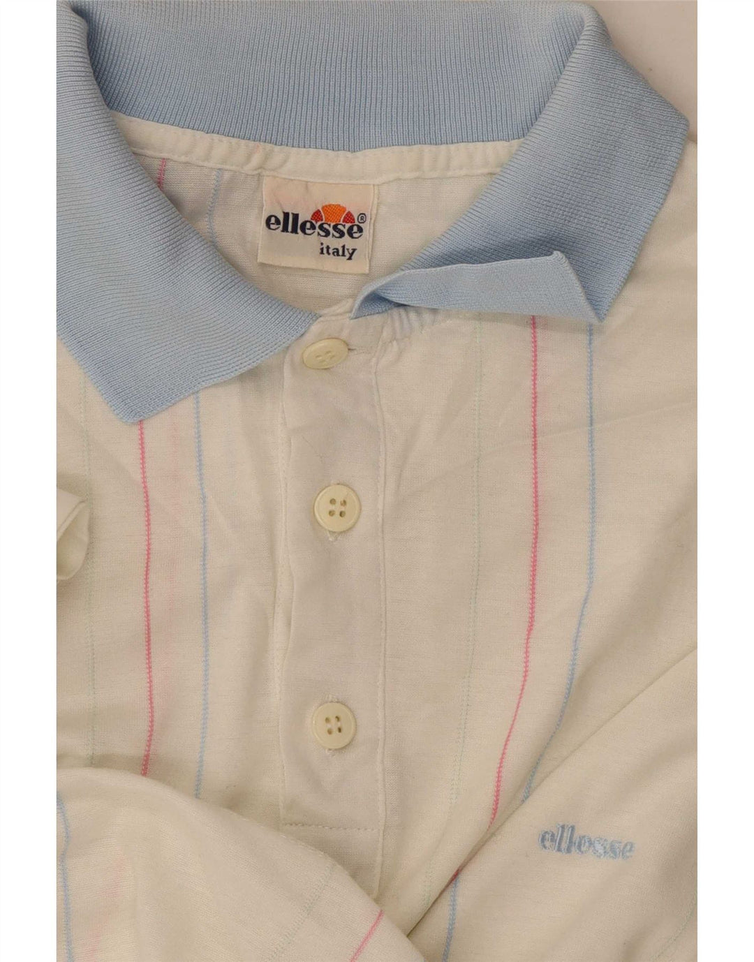 Polo da uomo Ellesse in cotone a righe bianche medie