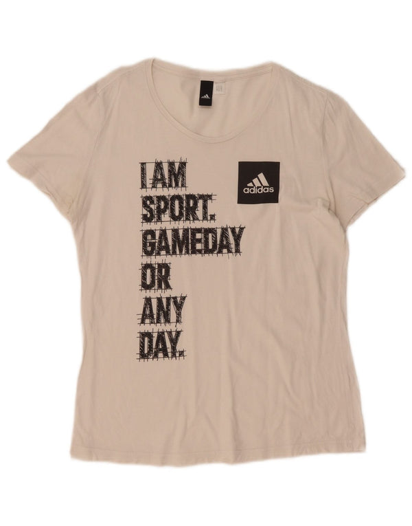 T-shirt grafica da donna Adidas Top UK 14 Medium White