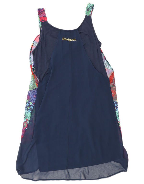 Desigual donna prendisole grafico senza maniche EU 44 XL blu navy geometrico