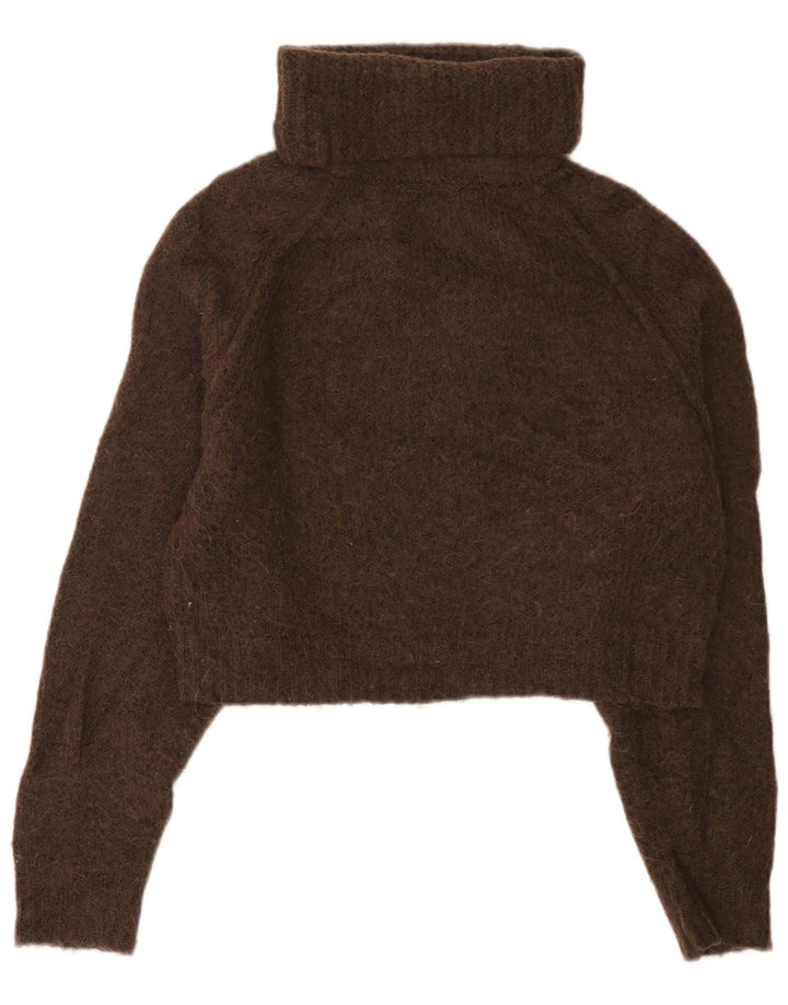 Maglione corto da donna Zara con collo alto, UK 14, poliestere marrone medio