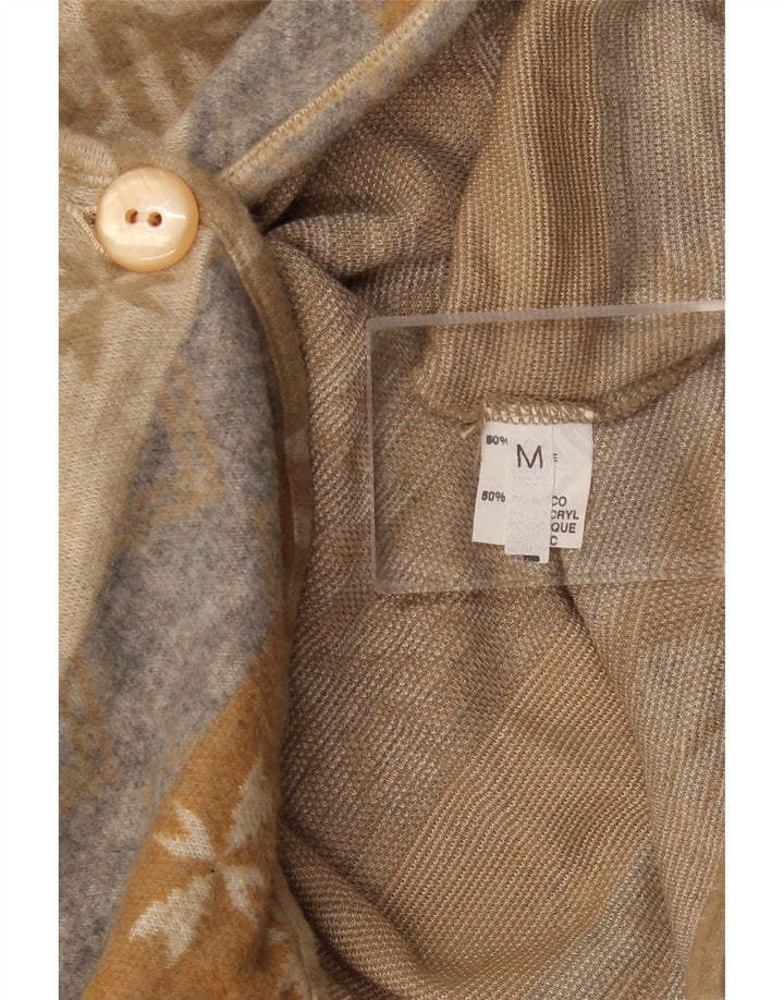 Maglione cardigan corto da donna VINTAGE UK 14 Beige medio Fair Isle