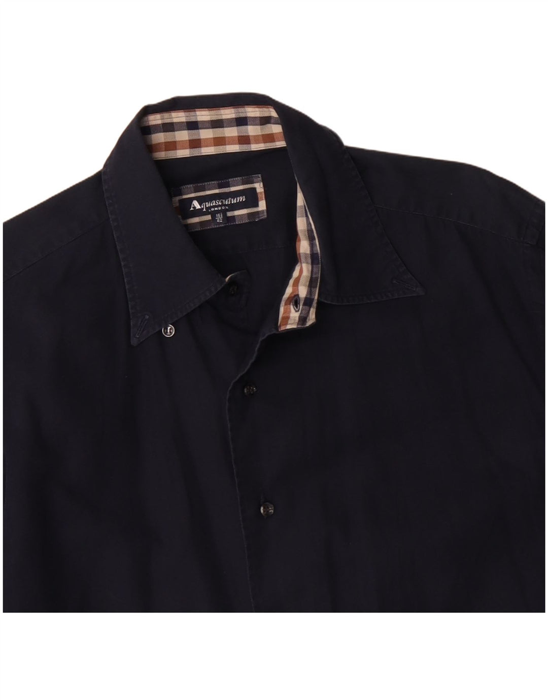 Camicia da uomo AQUASCUTUM taglia 16 1/2 42 grande cotone blu navy