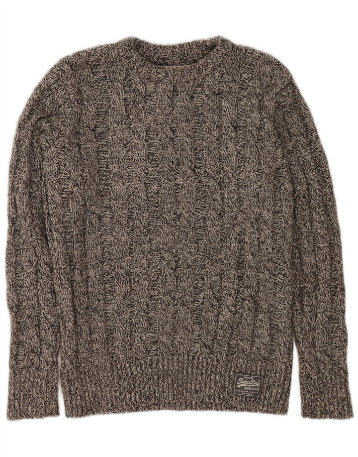 Maglione maglione girocollo da uomo Superdry Acrilico chiazzato grigio medio