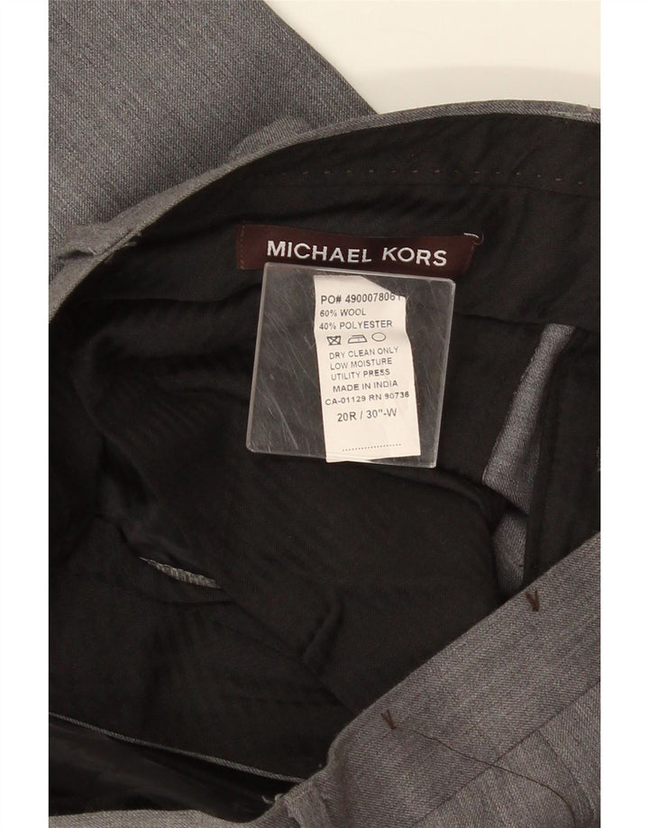 MICHAEL KORS Pantaloni da abito slim da uomo W30 L30 Lana grigia