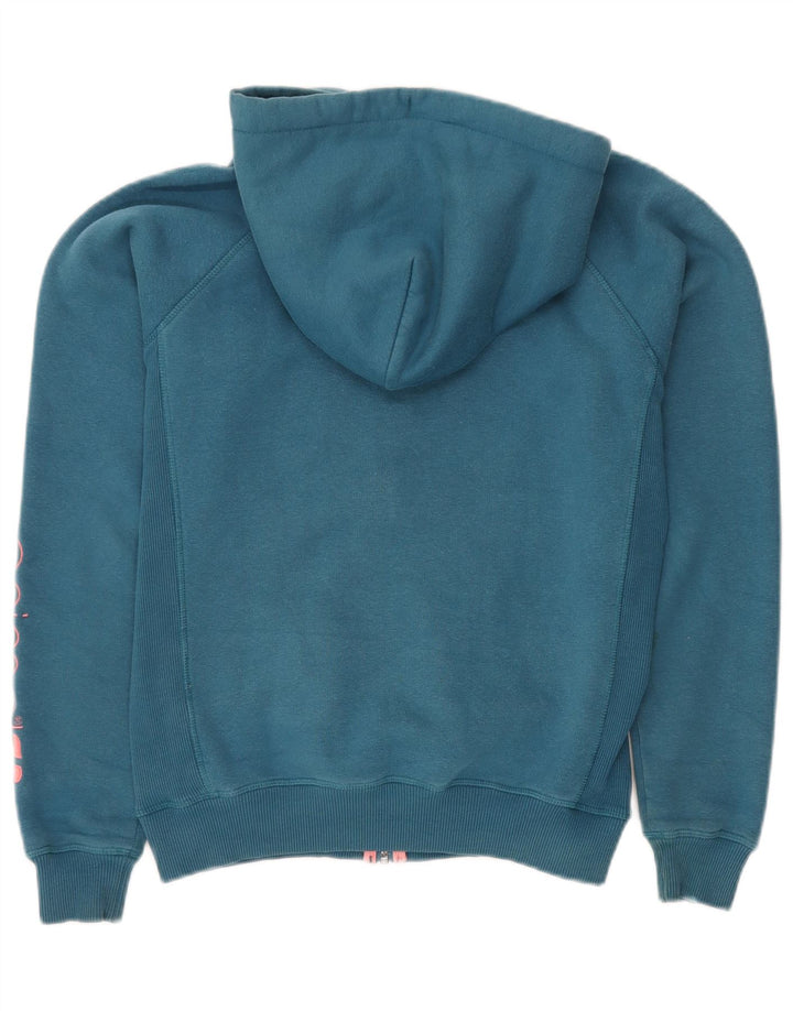 ANIMAL Maglione con cappuccio e zip grafica da donna UK 12 Cotone blu medio