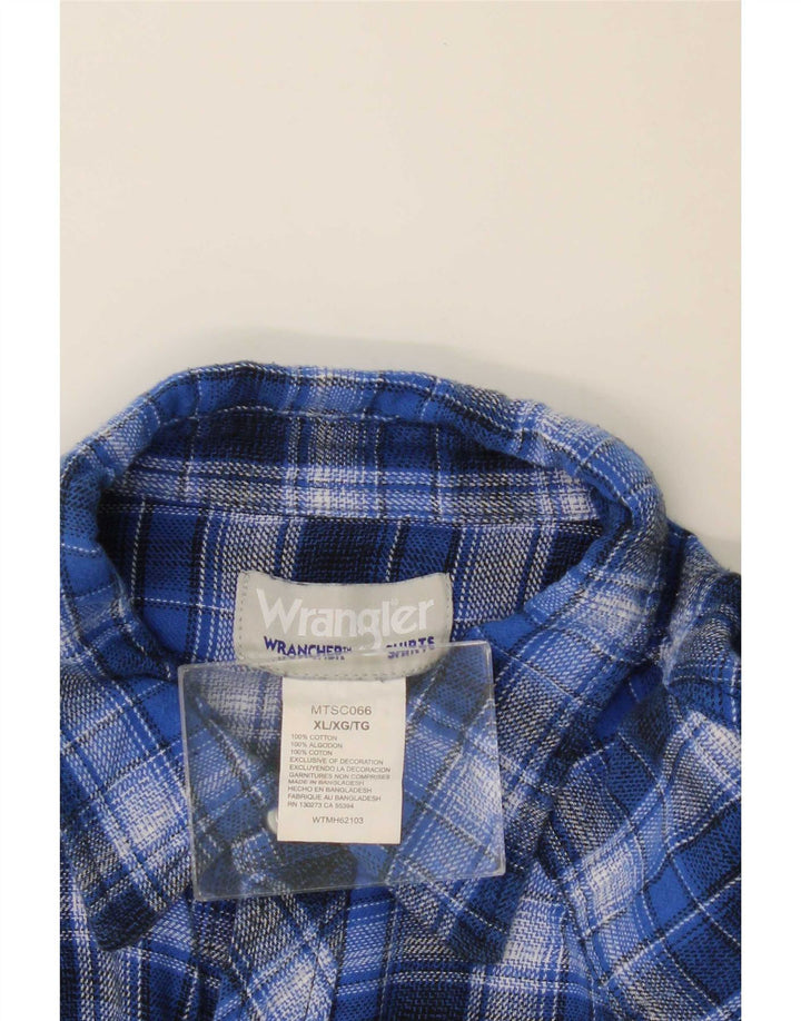 Camicia da uomo in flanella Wrangler XL in cotone a quadri blu