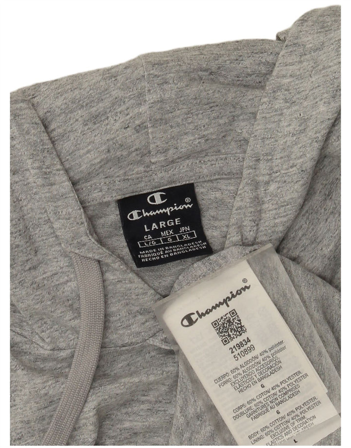 Canotta grafica da uomo con cappuccio Champion, grande in cotone grigio