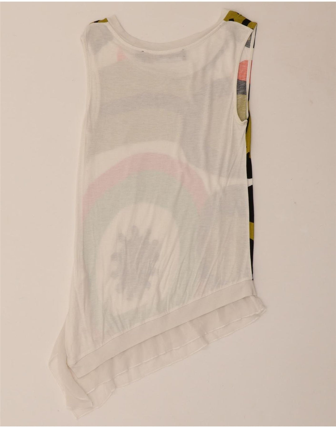 Desigual Donna Camicetta asimmetrica senza maniche Top UK 4 XS Bianco geometrico