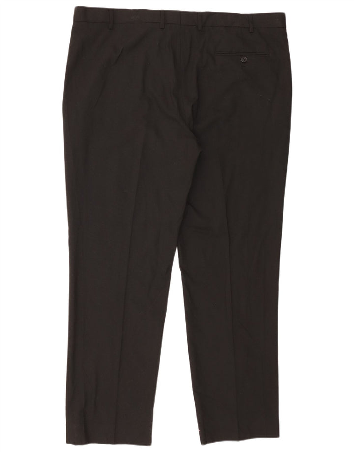 Pantaloni da abito vestibilità regolare da uomo Marks & Spencer W42 L31 poliestere nero
