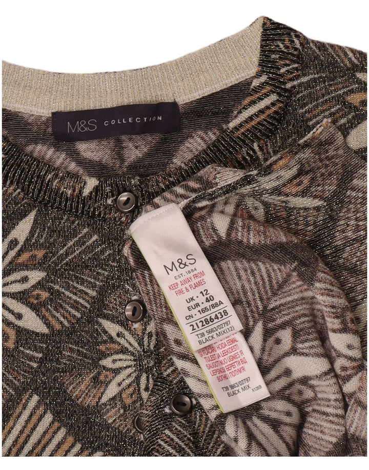 Maglione cardigan da donna Marks & Spencer UK 12 Viscosa floreale grigio medio