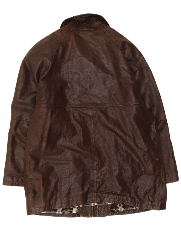 Giacca in pelle vintage da uomo IT 50 grande in pelle marrone