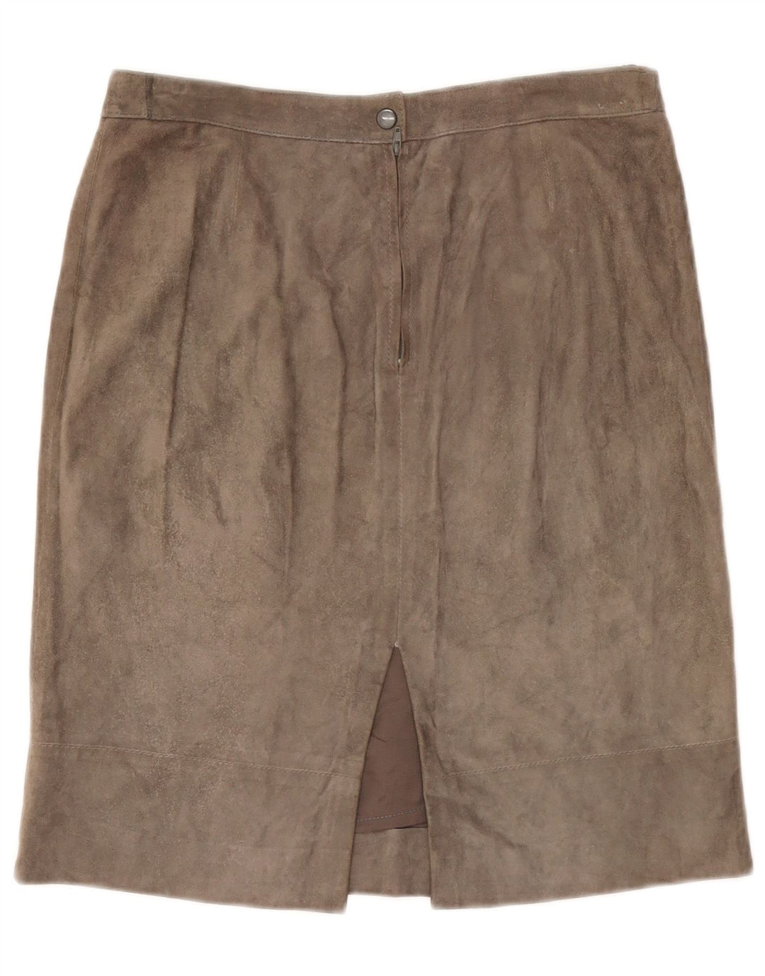 Gonna vintage in pelle scamosciata da donna W30 grigio medio