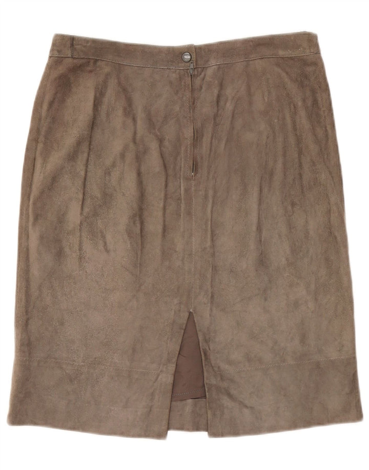 Gonna vintage in pelle scamosciata da donna W30 grigio medio