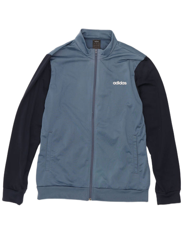 Adidas Giacca da uomo con grafica grafica, giacca grande, in poliestere color block blu