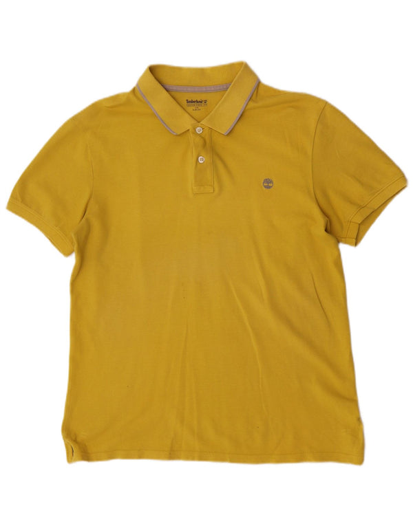 Polo da uomo slim fit a maniche corte Timberland grande in cotone giallo
