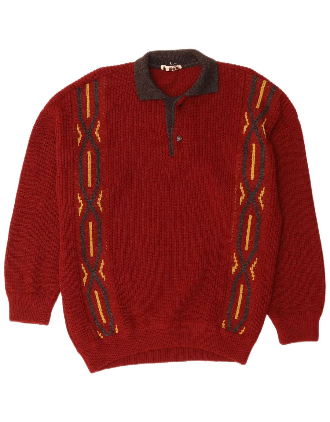 Maglione da uomo con collo alto VINTAGE grande rosso geometrico