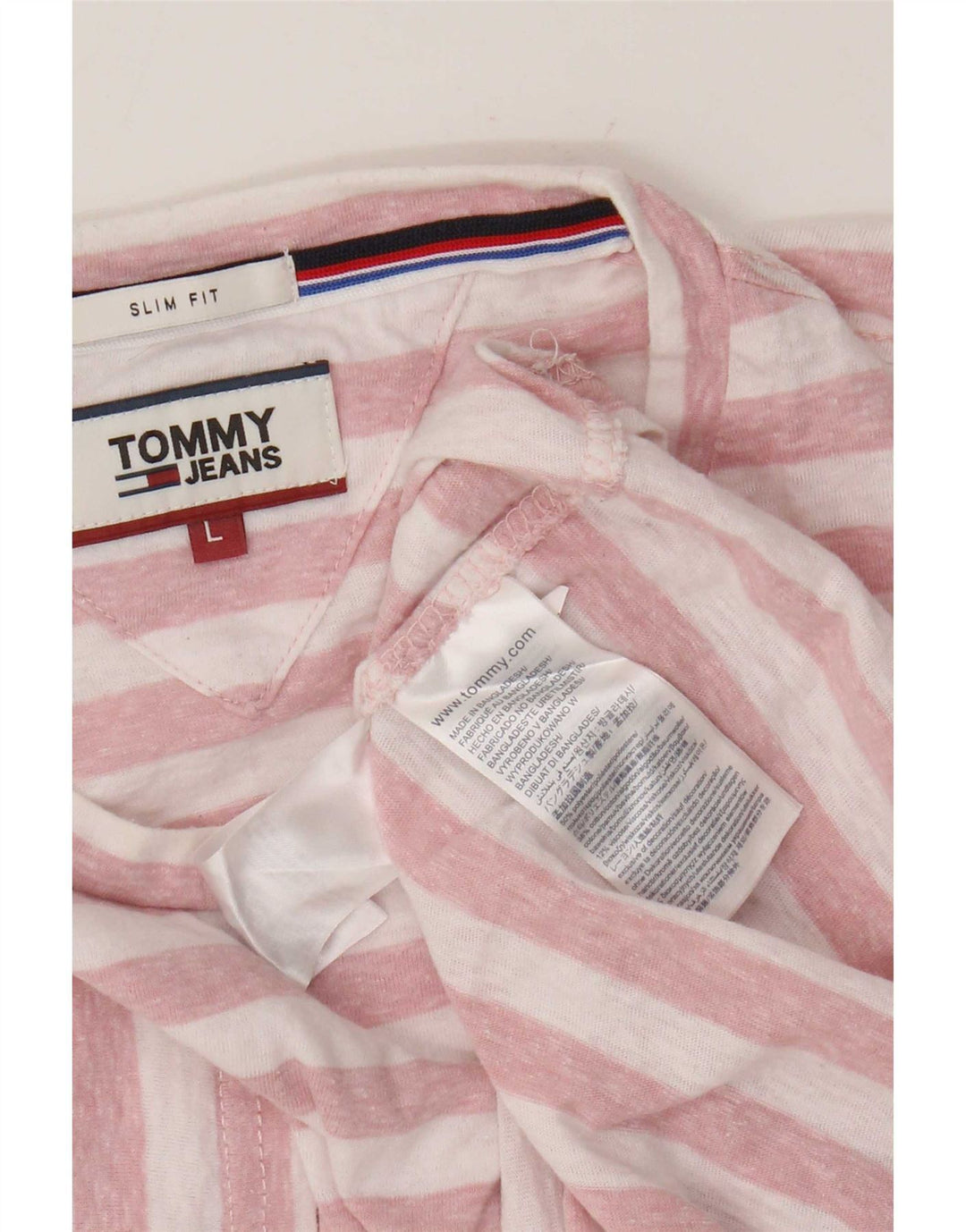 T-shirt da uomo Tommy Hilfiger Top grande poliestere a righe rosa