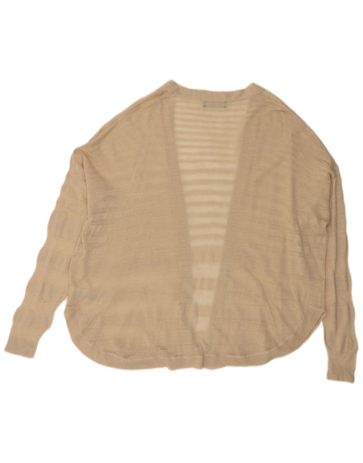 MARKS & SPENCER Maglione cardigan oversize da donna UK 18 XL a righe beige