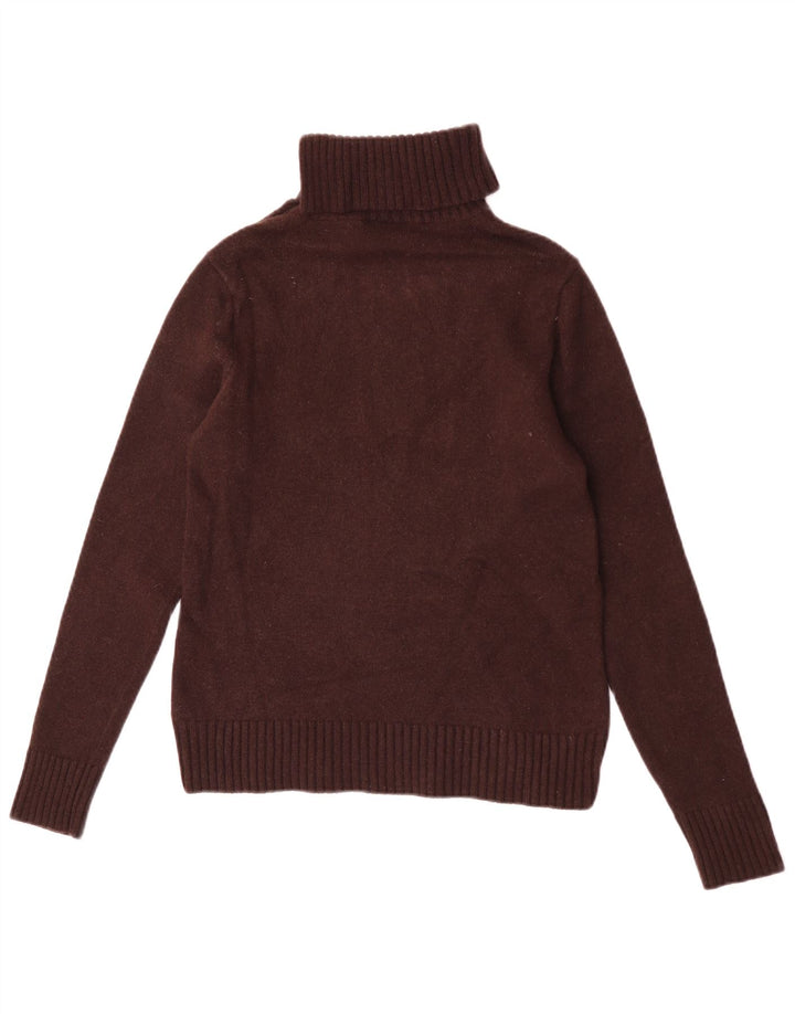 Maglione maglione collo alto da donna Ralph Lauren UK 14 grande lana marrone