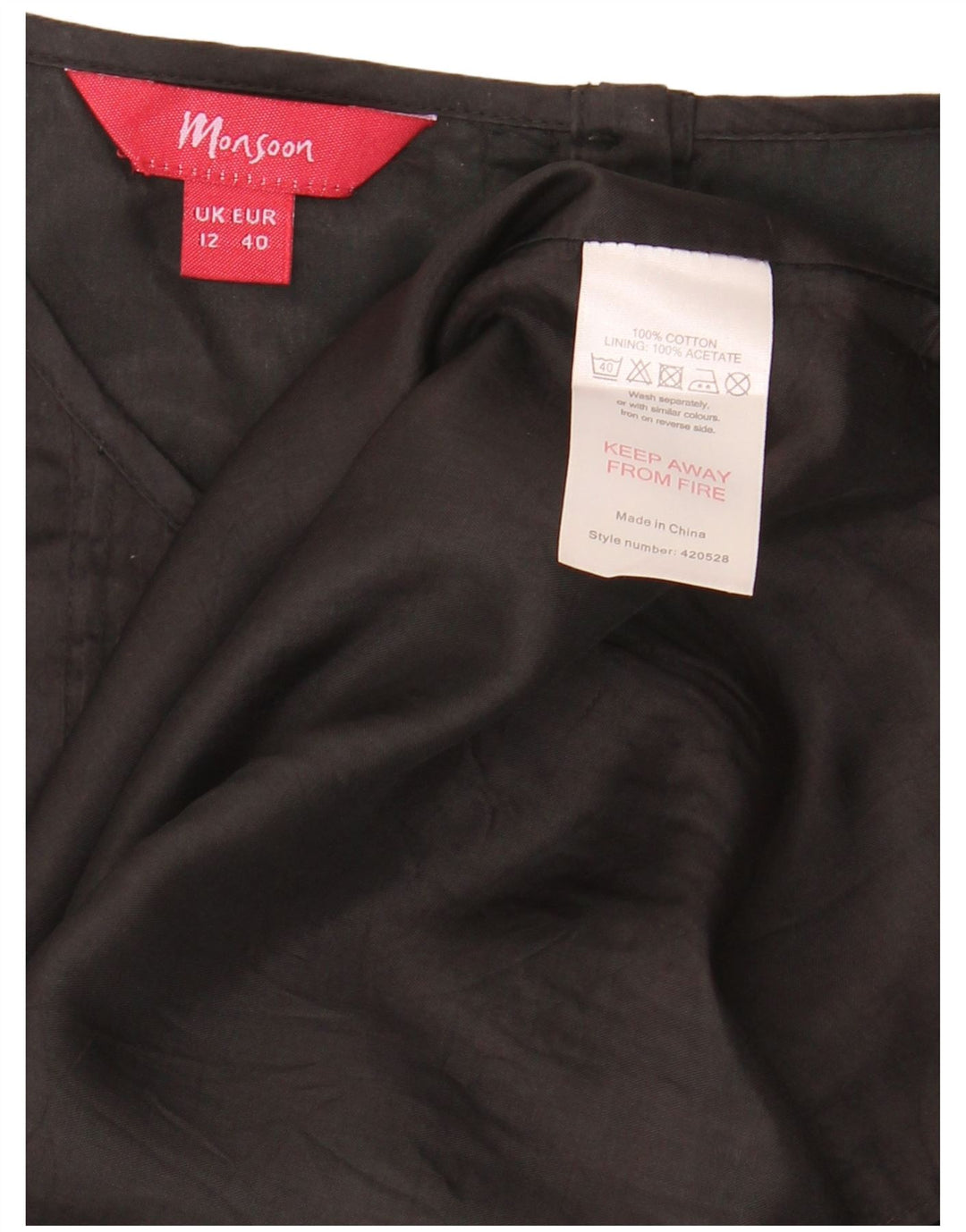 Abito tubino da donna Monsoon UK 12 cotone nero medio
